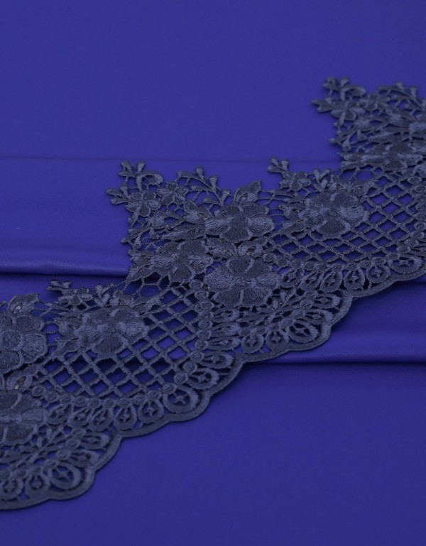 Border Lace Evelina Mix & Match - Navy Blue + Satin Royal Blue