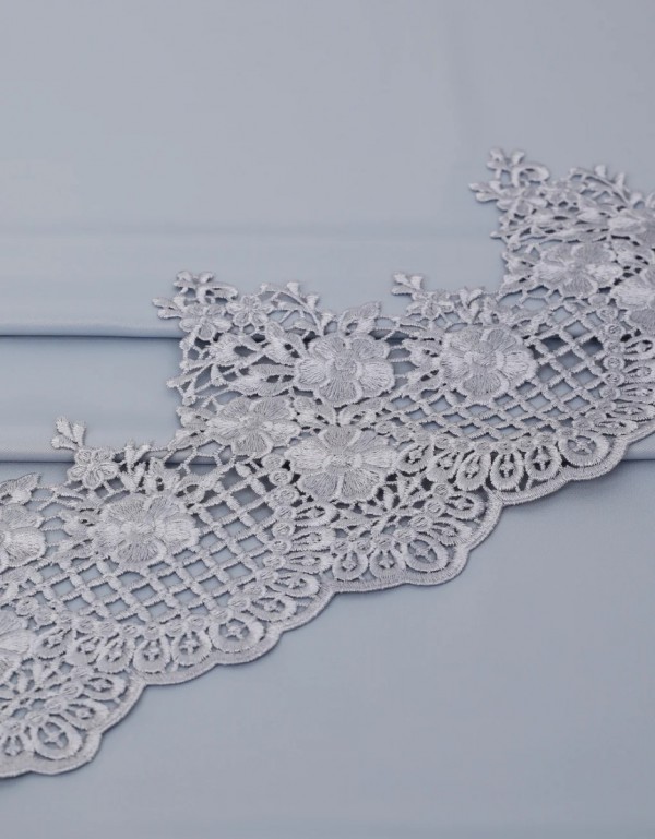 Border Lace Evelina Mix & Match - Dusty Blue + Satin Dusty Blue