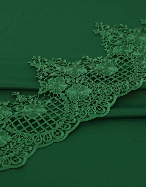 Border Lace Evelina Mix & Match - Emerald Green + Satin Green